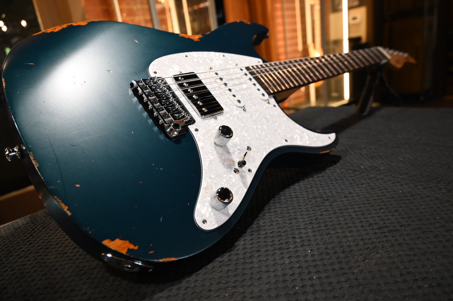Mayones Aquila Aged V24 6 - Monolith Dark Turquoise Metallic Nitro Relic Guitar #1519 USED
