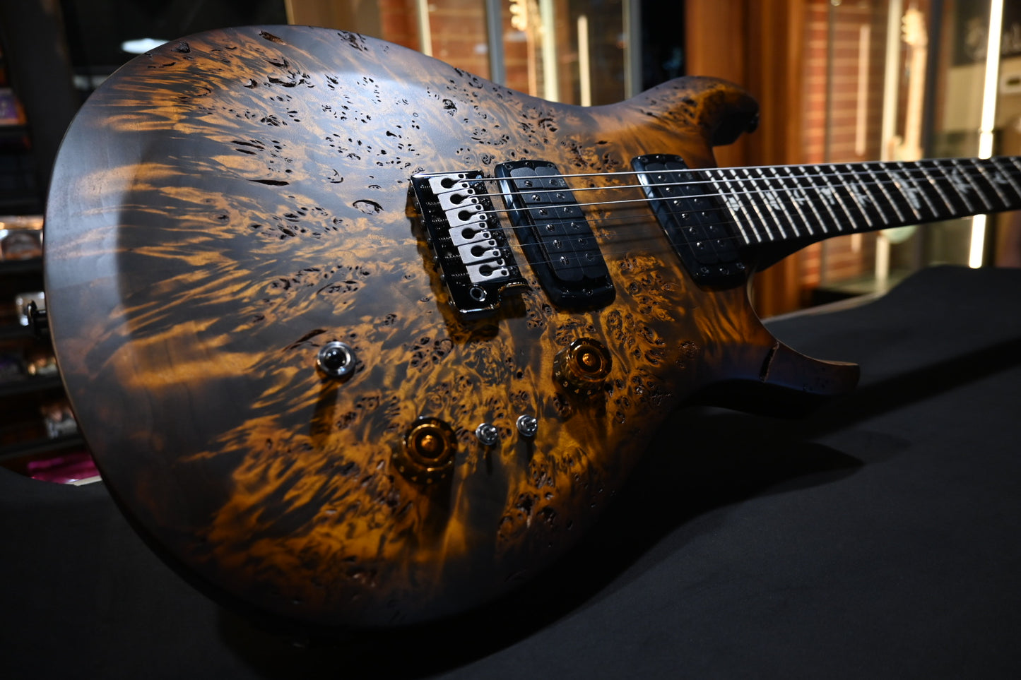 PRS Wood Library S2 Custom 24-08 Poplar Burl Limited Edition - Black Gold Burst Guitar #8783