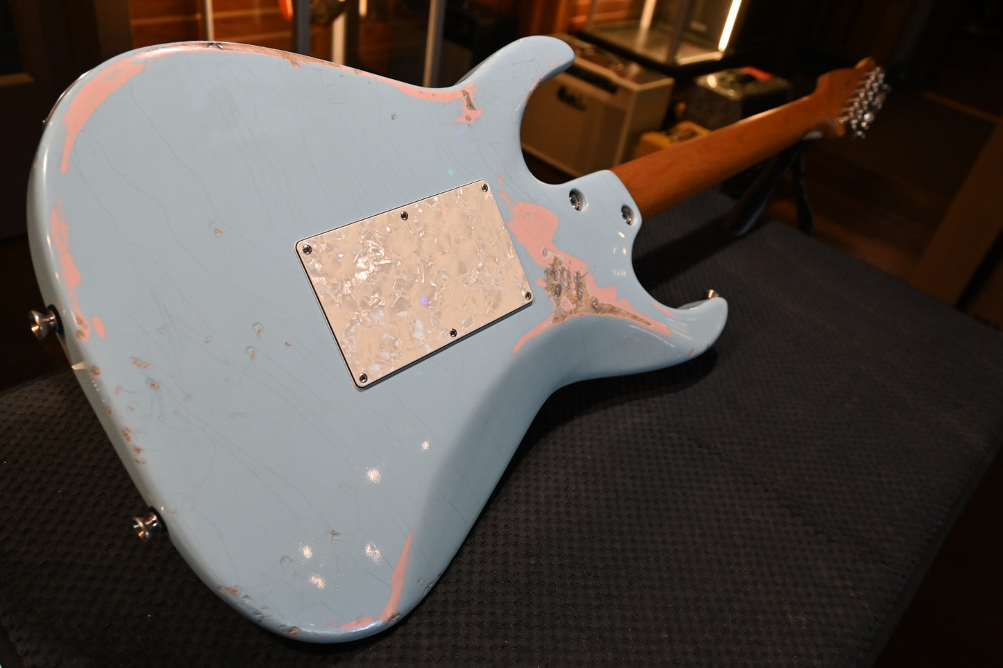 Tom Anderson Guardian Angel Player - Sonic Blue over Shell Pink Guitar #826A