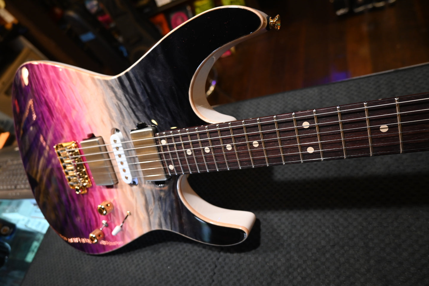 Tom Anderson Angel Quilt - Cosmic Purple Double Wipeout Guitar #924P