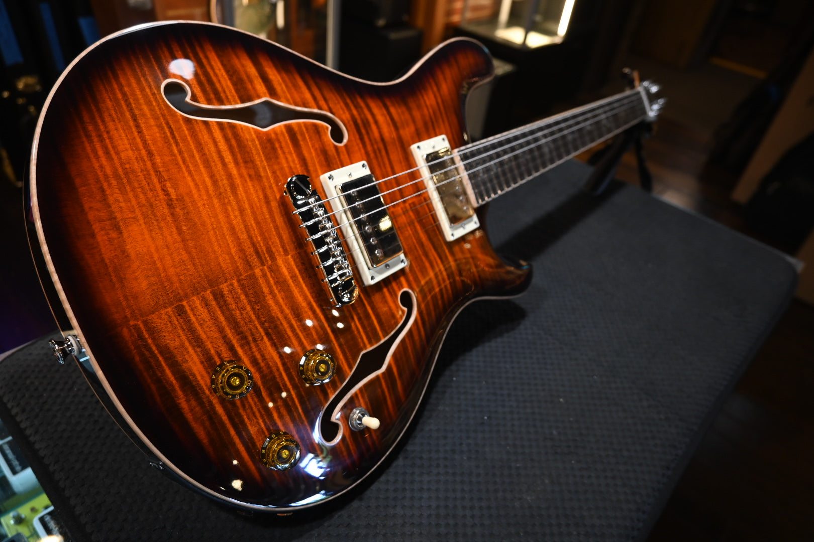 PRS SE Hollowbody II Piezo - Orange Tiger Smokeburst Guitar #5744 - Danville Music