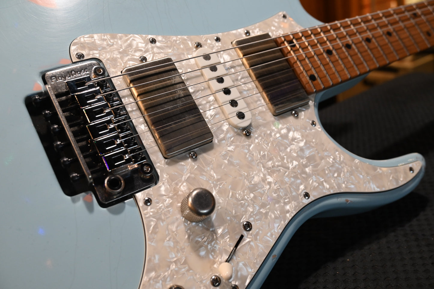 Tom Anderson Guardian Angel Player - Sonic Blue over Shell Pink Guitar #826A