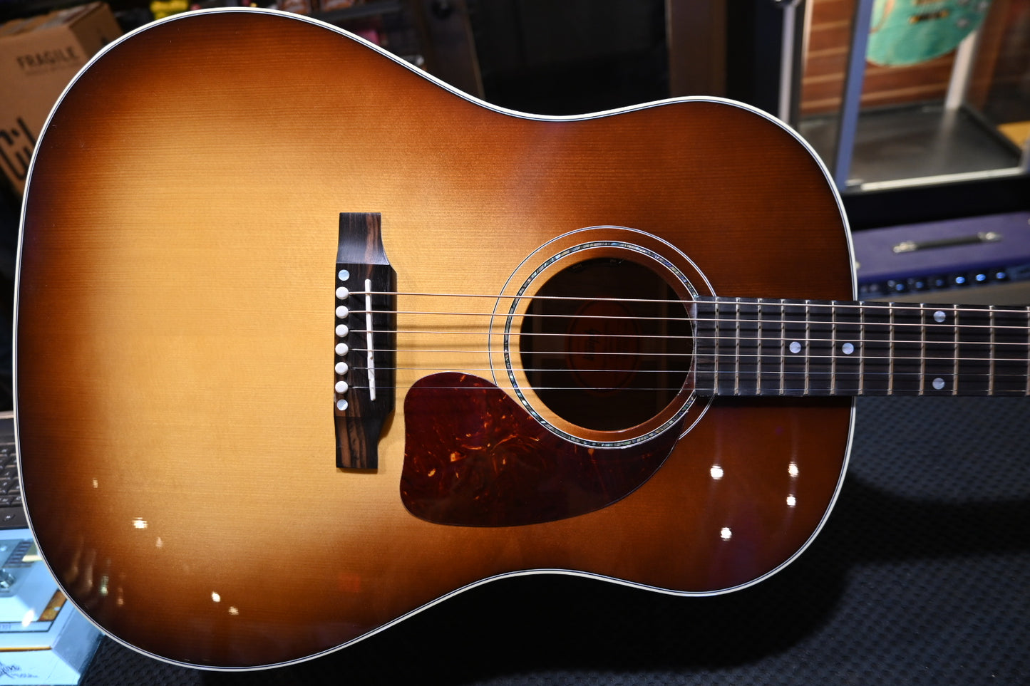 Gibson Custom Shop J-45 Koa Carpathian Spruce - Honeyburst Guitar #5086