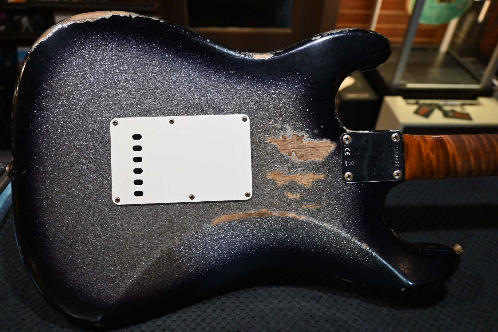 Fender Custom Shop 1959 Stratocaster Heavy Relic - Black Burst on Silver Sparkle Guitar #3950 - Danville Music