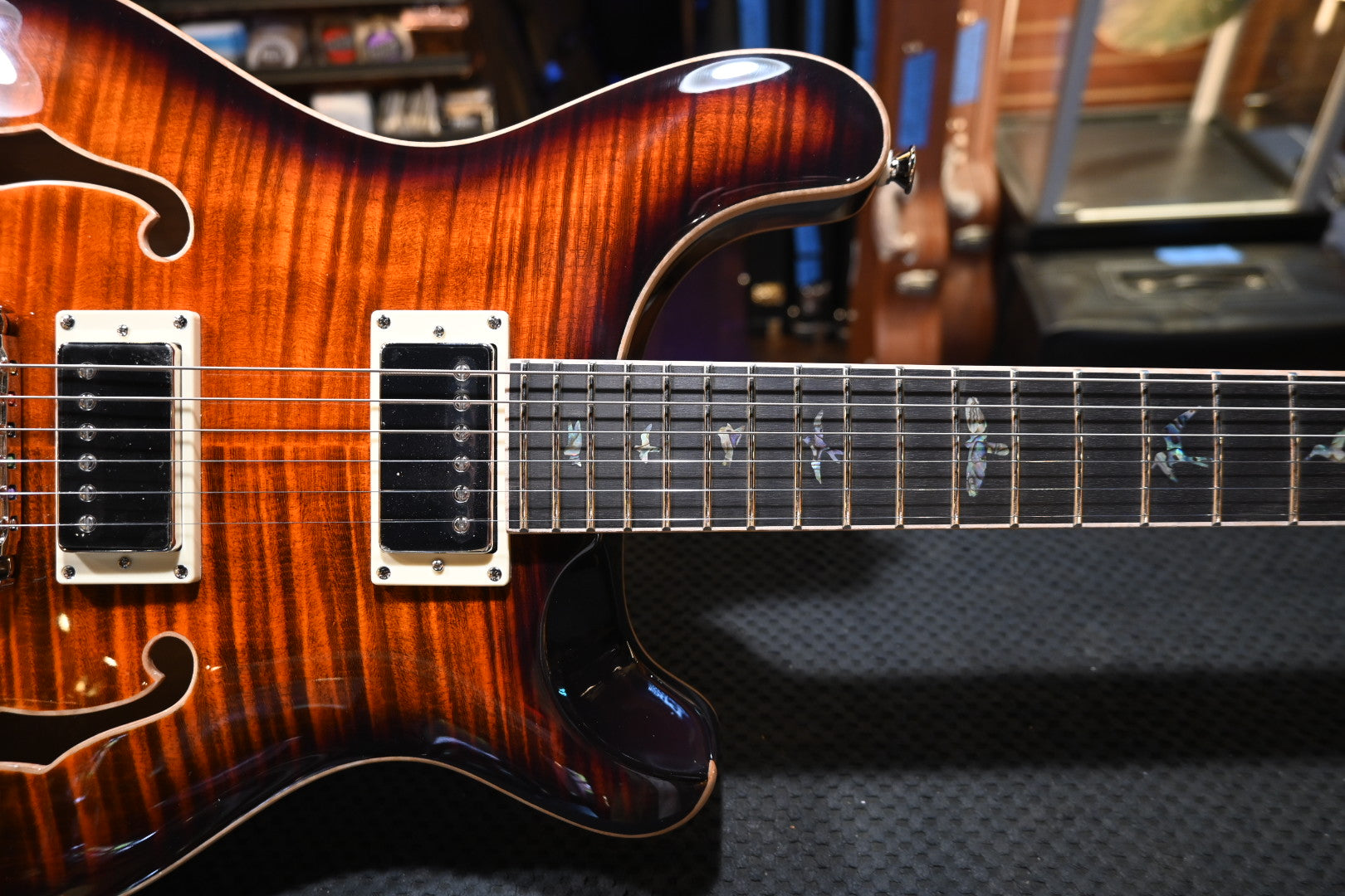 PRS SE Hollowbody II Piezo - Orange Tiger Smokeburst Guitar #5744 - Danville Music