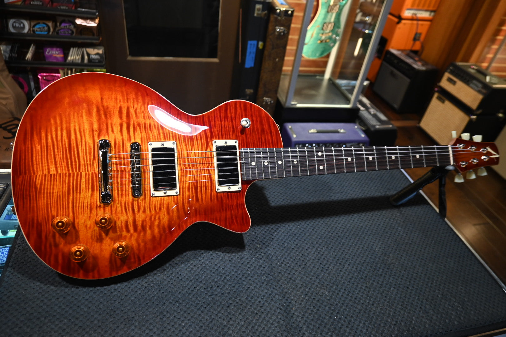 Tom Anderson Bobcat 2024 - Fire Red Burst Guitar #524N - Danville Music