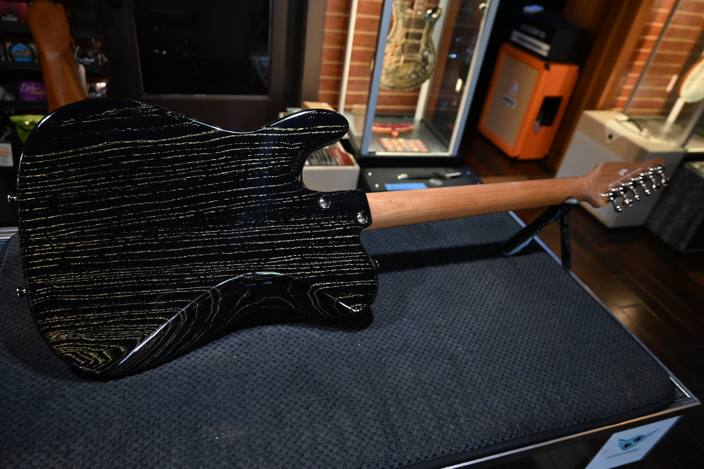 Tom Anderson Guitarworks T Classic - Black with Gold Doghair Guitar #526P