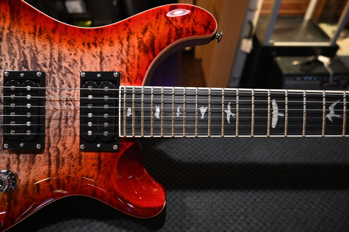 PRS SE Custom 24-08 Quilt - Charcoal Cherry Burst Guitar #3995