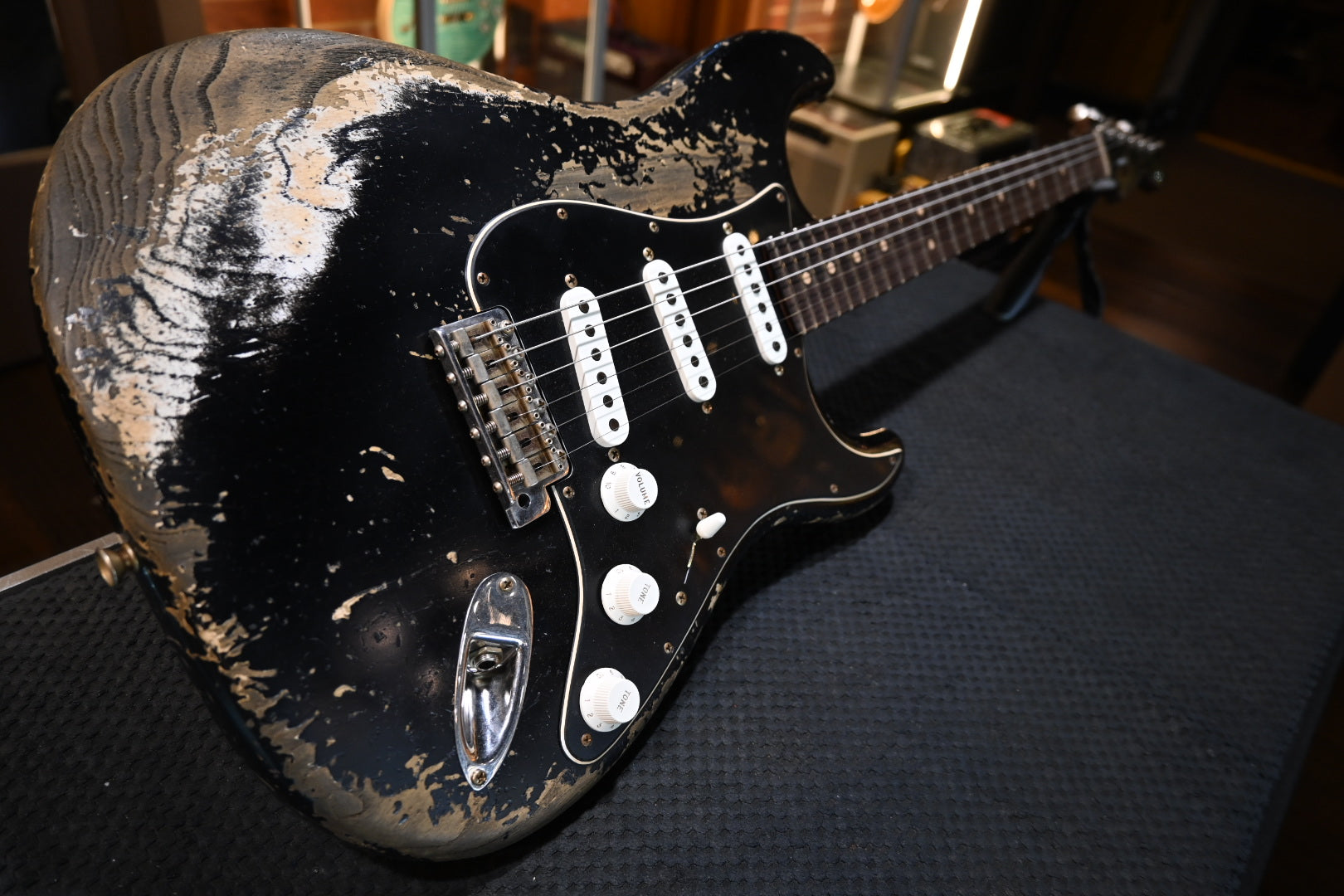 Fender Custom Shop 1965 Stratocaster Super Heavy Relic - Aged Black Guitar #7288 - Danville Music