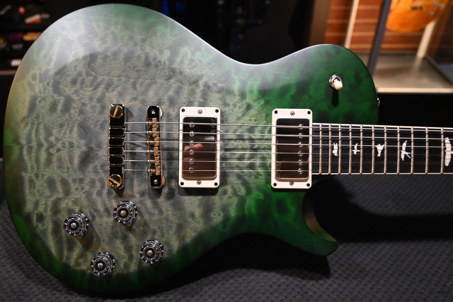 PRS Wood Library S2 McCarty SC 594 Single-Cut Quilt - Faded Gray Black Green Burst Satin Guitar #0265