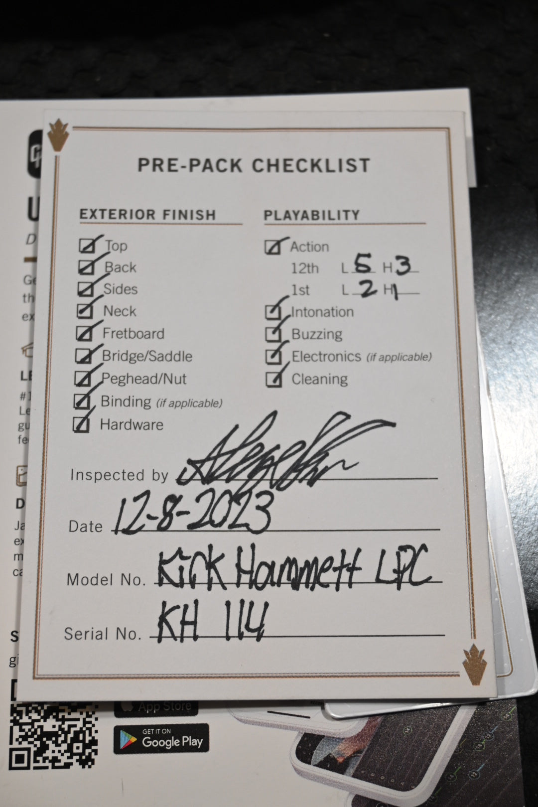 Gibson Custom Shop Kirk Hammett 1989 Les Paul Custom Murphy Lab Aged Nitro 2024 - Ebony Guitar #KH114 - Danville Music