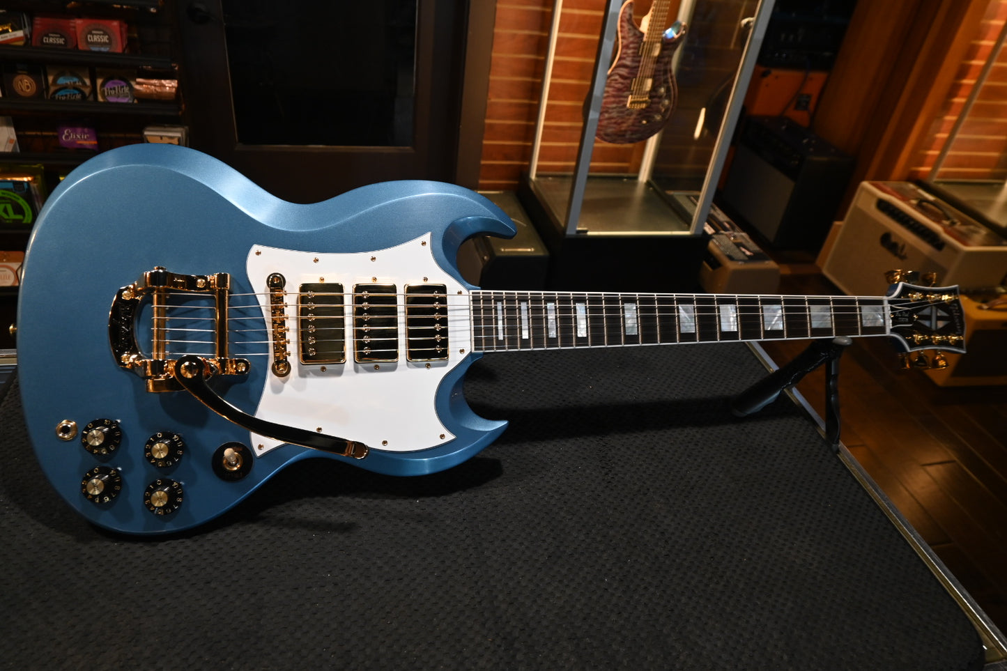 Gibson Custom Shop 1963 Les Paul SG Custom 3-Pickup Bigsby VOS “Hendrix” PSL - Pelham Blue Guitar #0573