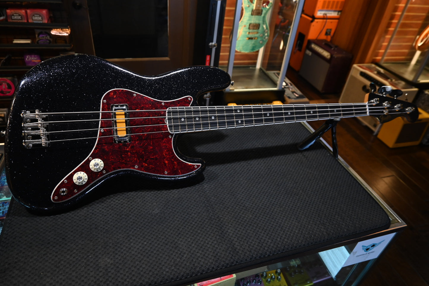 Fender LTD Gold Foil Jazz Bass - Black Sparkle Bass Guitar #8684 - Danville Music