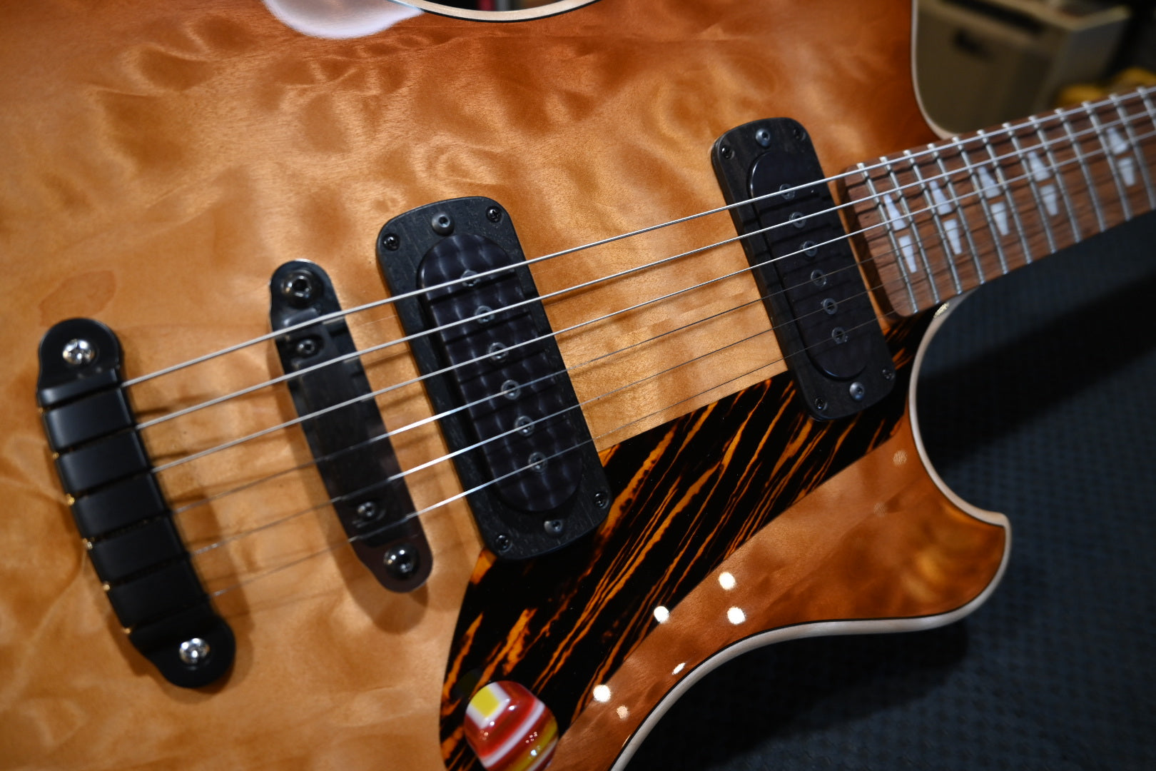Powers Electric A-Type Select Quilt FF42 Hard Tail - Pale Ale Guitar #B293 - Danville Music