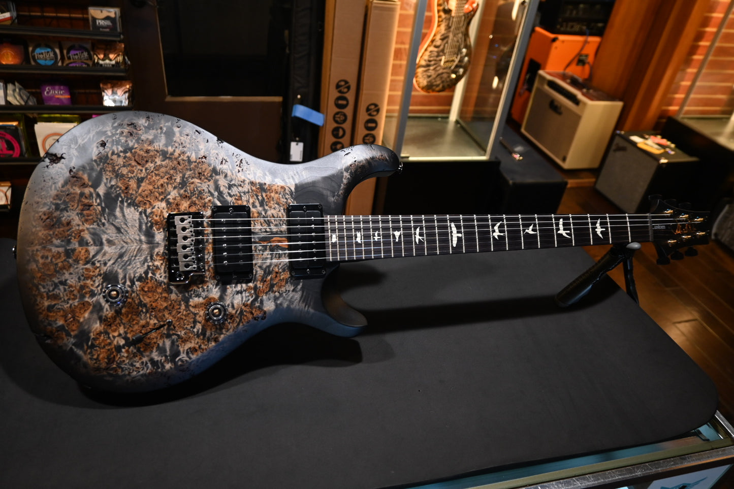 PRS Wood Library S2 Custom 24 Poplar Burl Limited Edition - Charcoal Burst Satin Guitar #8988