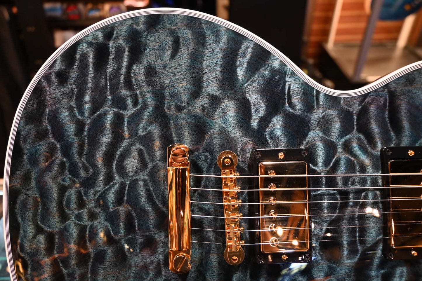Gibson Custom Shop Les Paul Axcess Custom 5A Quilt PSL - Nordic Blue Guitar #0416 - Danville Music