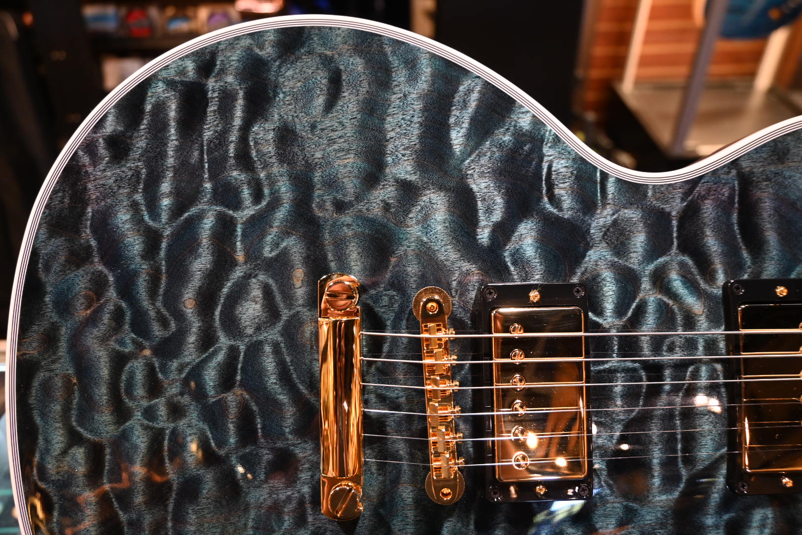 Gibson Custom Shop Les Paul Axcess Custom 5A Quilt PSL - Nordic Blue Guitar #0416 - Danville Music