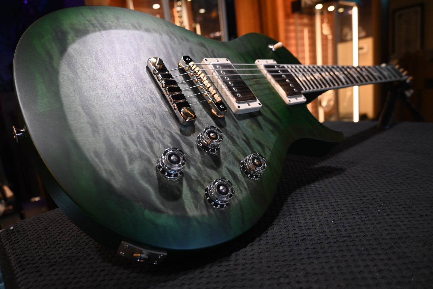 PRS Wood Library S2 McCarty SC 594 Single-Cut Quilt - Faded Gray Black Green Burst Guitar #8897