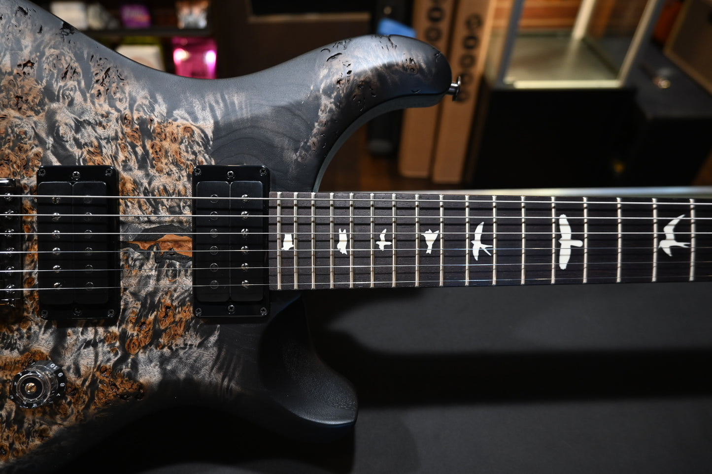 PRS Wood Library S2 Custom 24 Poplar Burl Limited Edition - Charcoal Burst Satin Guitar #8988