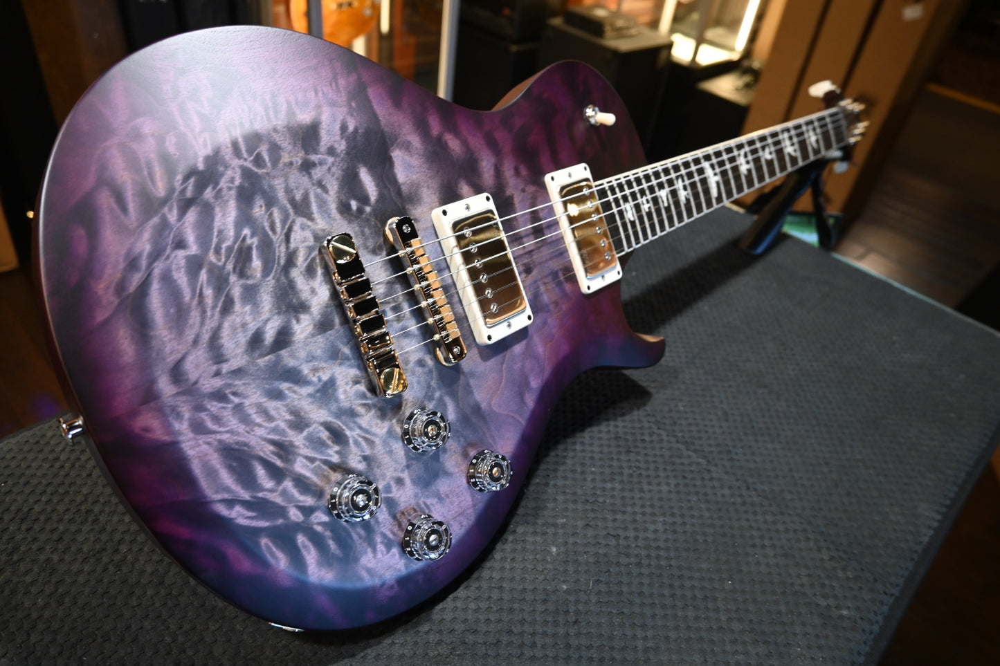 PRS Wood Library S2 McCarty SC 594 Single-Cut Angel Step Quilt - Faded Gray Black Purple Burst Satin Guitar #0266