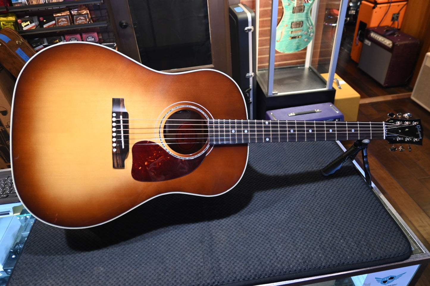 Gibson Custom Shop J-45 Koa Carpathian Spruce - Honeyburst Guitar #5086