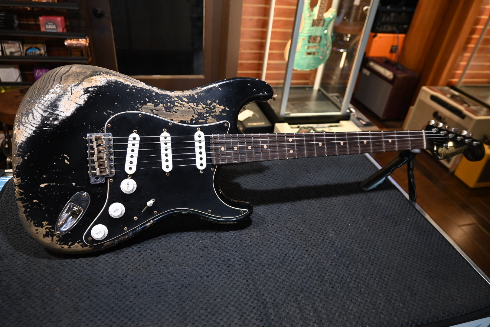 Fender Custom Shop 1965 Stratocaster Super Heavy Relic - Aged Black Guitar #7288 - Danville Music