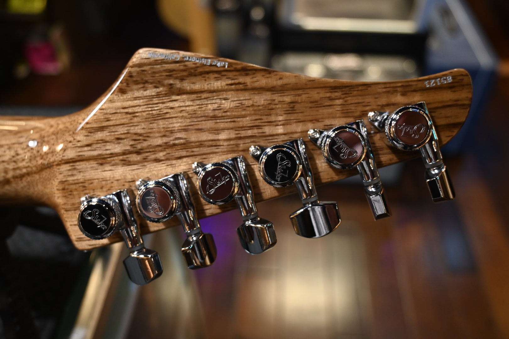 Suhr Custom Modern Carved Top Set Neck Waterfall Burl - Trans Green Guitar #5121 - Danville Music