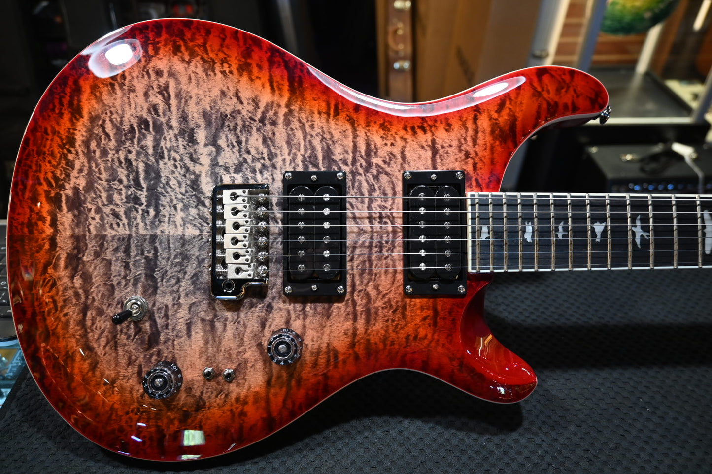 PRS SE Custom 24-08 Quilt - Charcoal Cherry Burst Guitar #3995