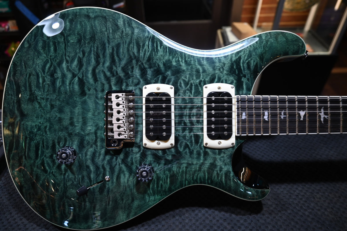 PRS SE Custom 24 Quilt - Teal Black Guitar #3352