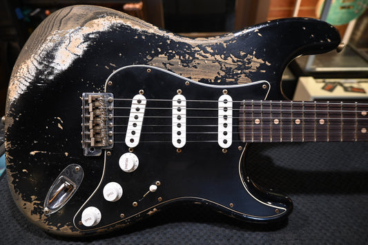 Fender Custom Shop 1965 Stratocaster Super Heavy Relic - Aged Black Guitar #7288 - Danville Music
