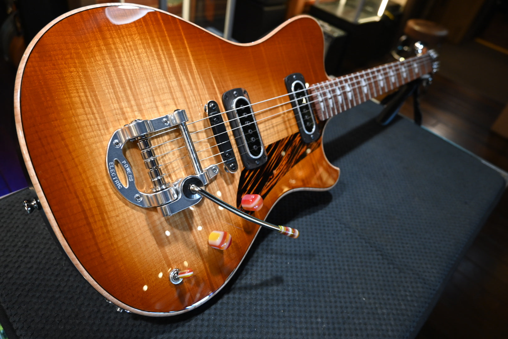 Powers Electric A-Type Select Maple PF42 CamTail - Wild Honey Burst Guitar #A956 - Danville Music