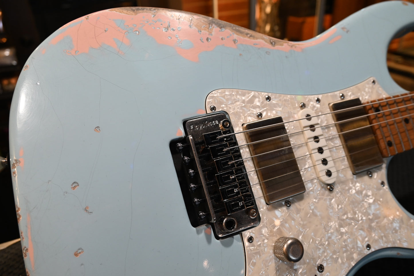 Tom Anderson Guardian Angel Player - Sonic Blue over Shell Pink Guitar #826A