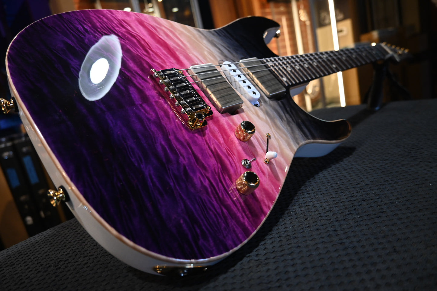 Tom Anderson Angel Quilt - Cosmic Purple Double Wipeout Guitar #924P