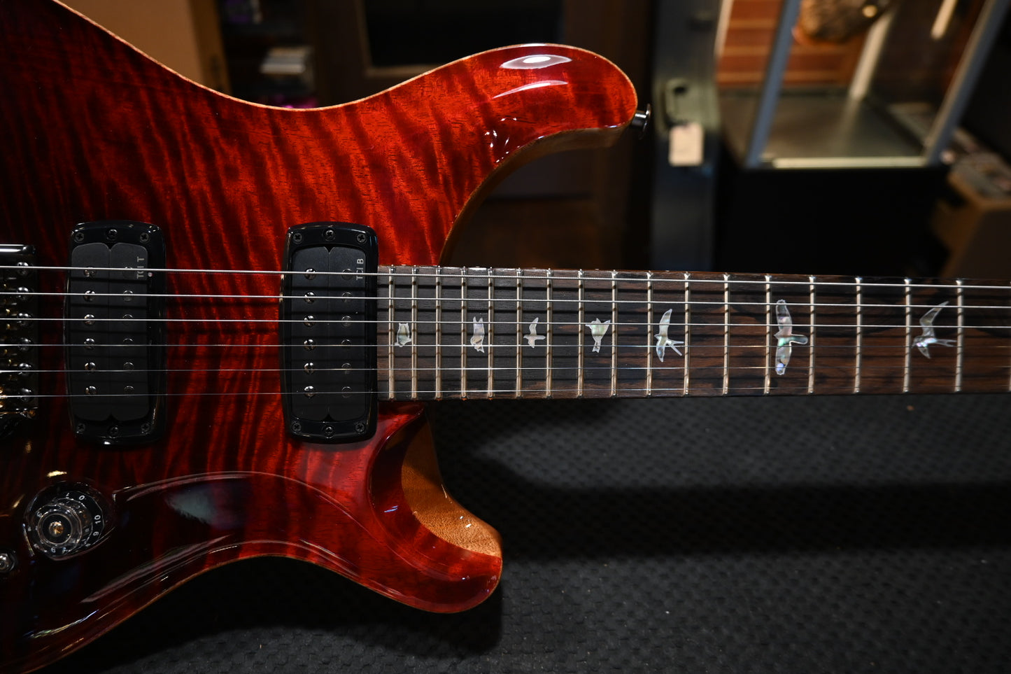 PRS Custom 24-08 Mango Limited Edition - Fire Red to Grey Black Fade Guitar #4078
