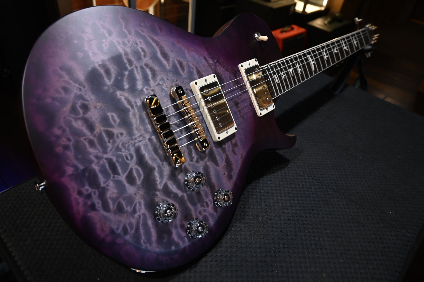 PRS Wood Library S2 McCarty SC 594 Single-Cut Quilt - Faded Gray Black Purple Burst Satin Guitar #8898