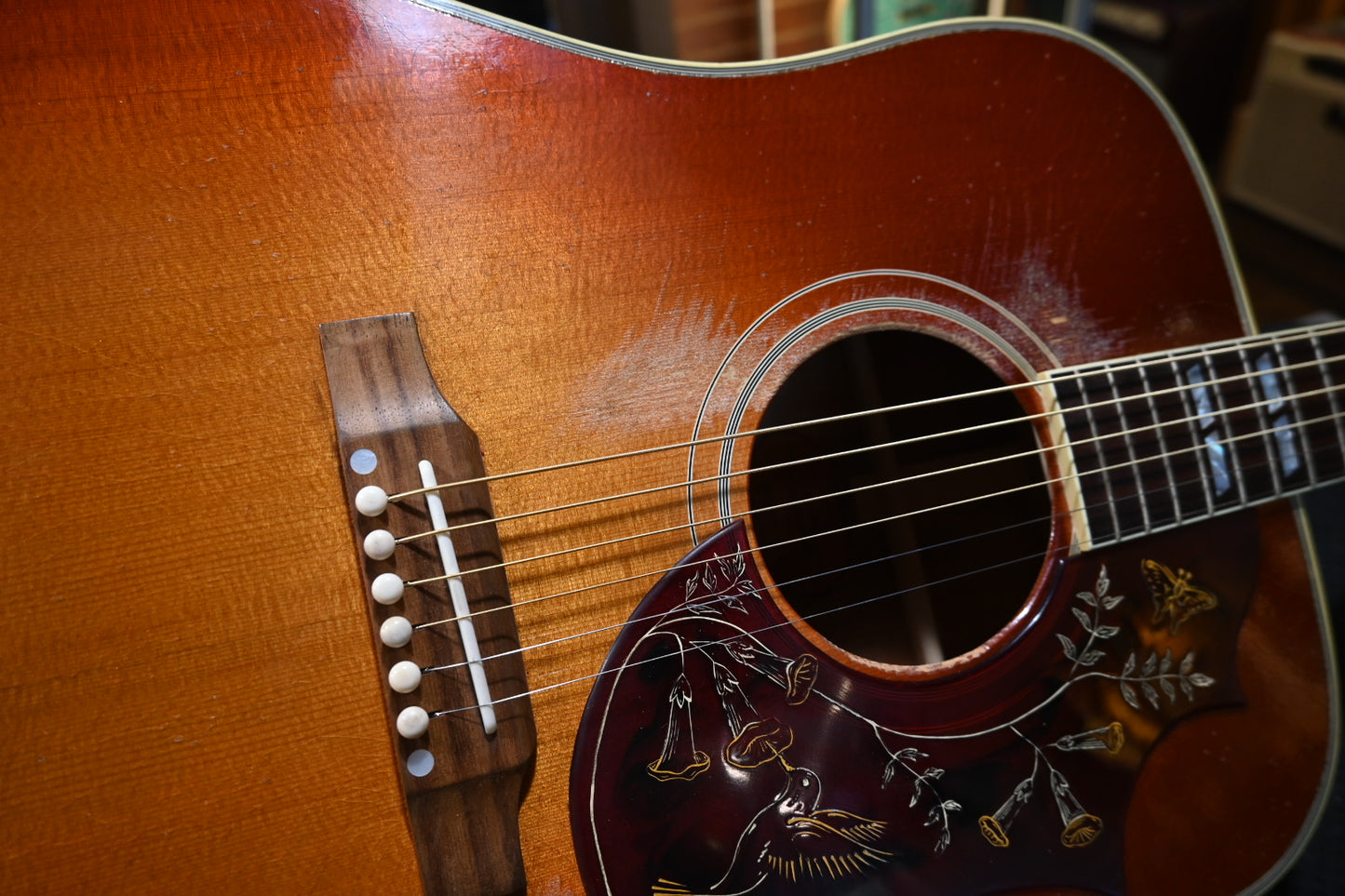 Gibson Custom Shop 1960 Hummingbird Heavy Aged 2025 - Washed Cherry Sunburst Guitar #5028 - Danville Music