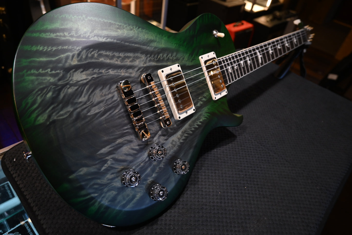 PRS Wood Library S2 McCarty SC 594 Single-Cut Angel Step Quilt - Faded Gray Black Green Burst Guitar #9199