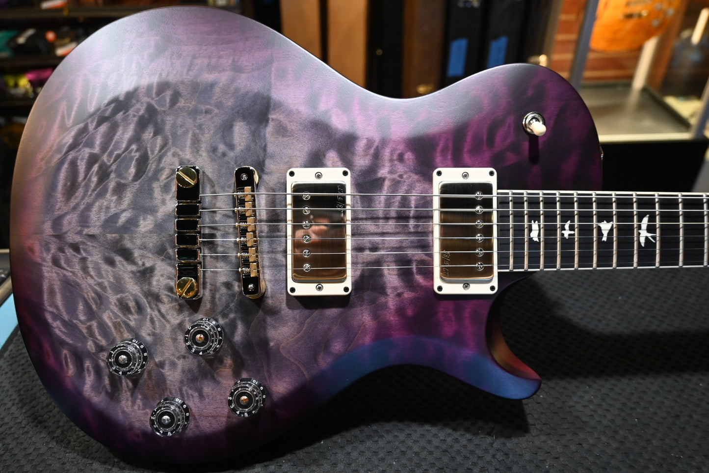 PRS Wood Library S2 McCarty SC 594 Single-Cut Angel Step Quilt - Faded Gray Black Purple Burst Satin Guitar #0266