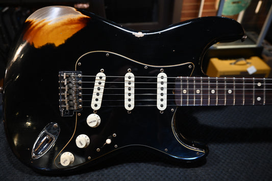 Fender Custom Shop LTD Dual Mag II Stratocaster Relic 2021 - Aged Black over 3-Color Sunburst Guitar #3023