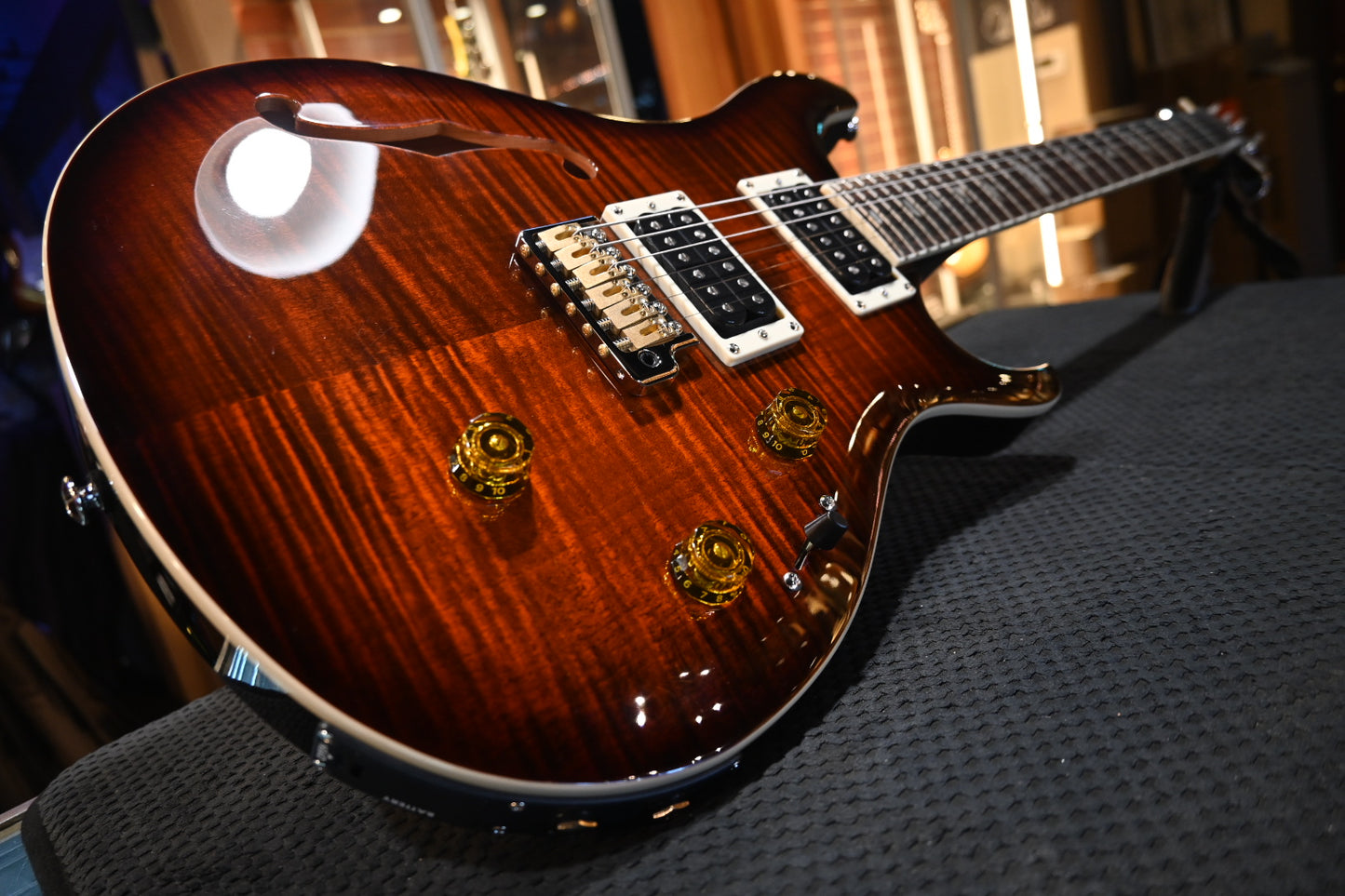 PRS SE Custom 24 Semi-Hollow Piezo - Orange Tiger Smokeburst Guitar #9543