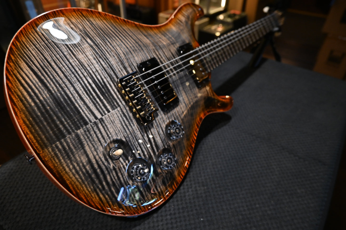 PRS Wood Library DGT 10-Top Ebony - Burnt Maple Leaf Guitar #2553