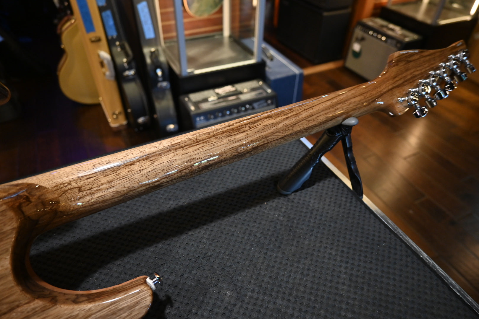 Suhr Custom Modern Carved Top Set Neck Waterfall Burl - Trans Green Guitar #5121 - Danville Music