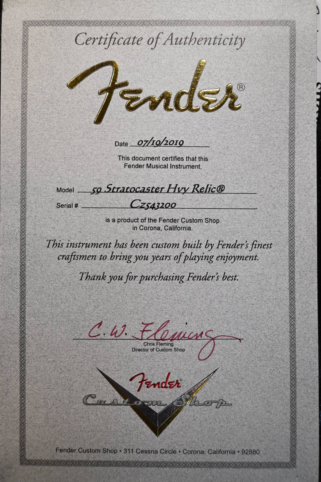 Fender Custom Shop 1959 Stratocaster Heavy Relic 2019 - Aged Olympic White Guitar #3200 - Danville Music