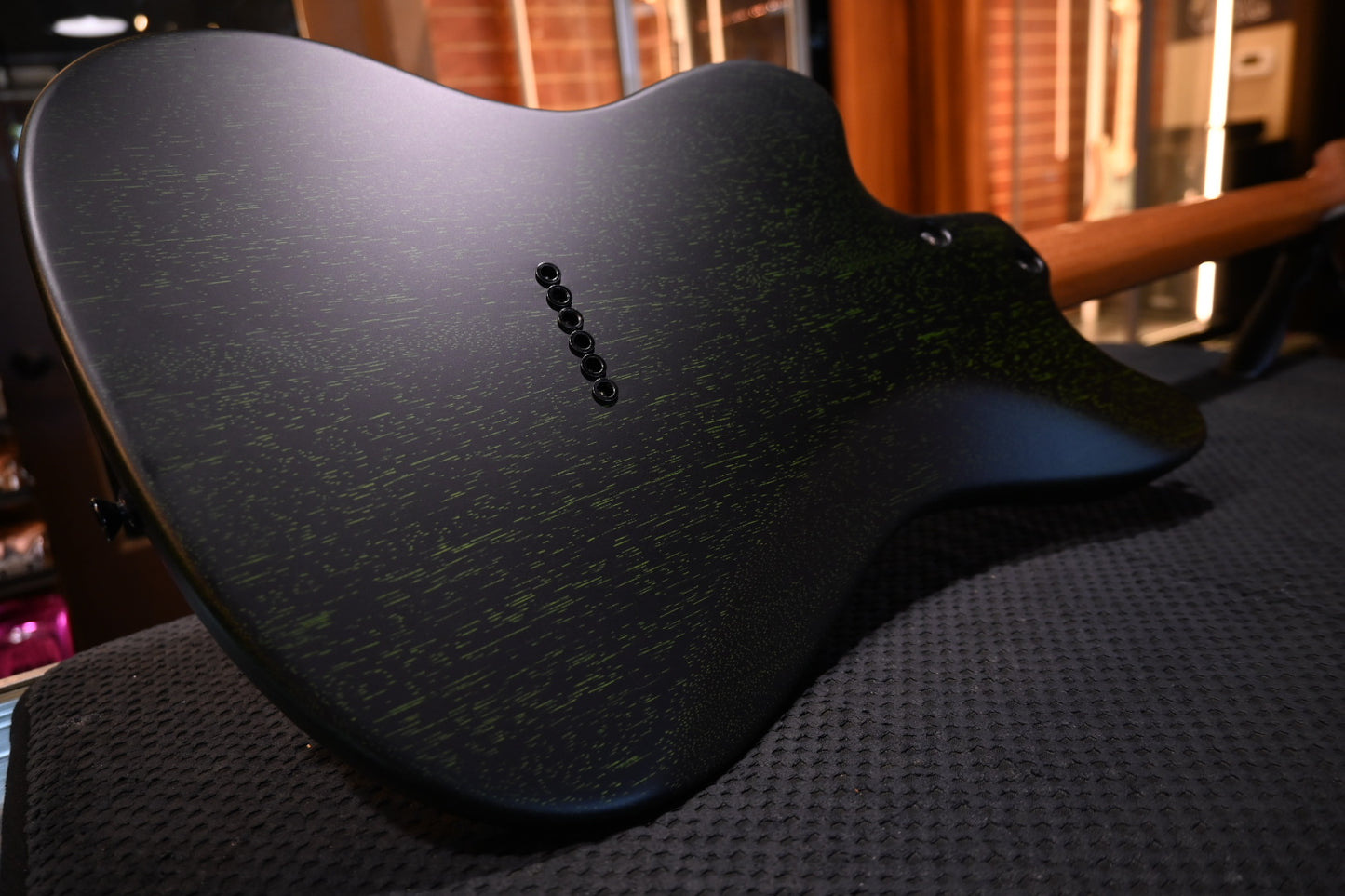 Tom Anderson Raven Superbird Classic Shorty - Satin Black with Green Doghair Guitar #426A