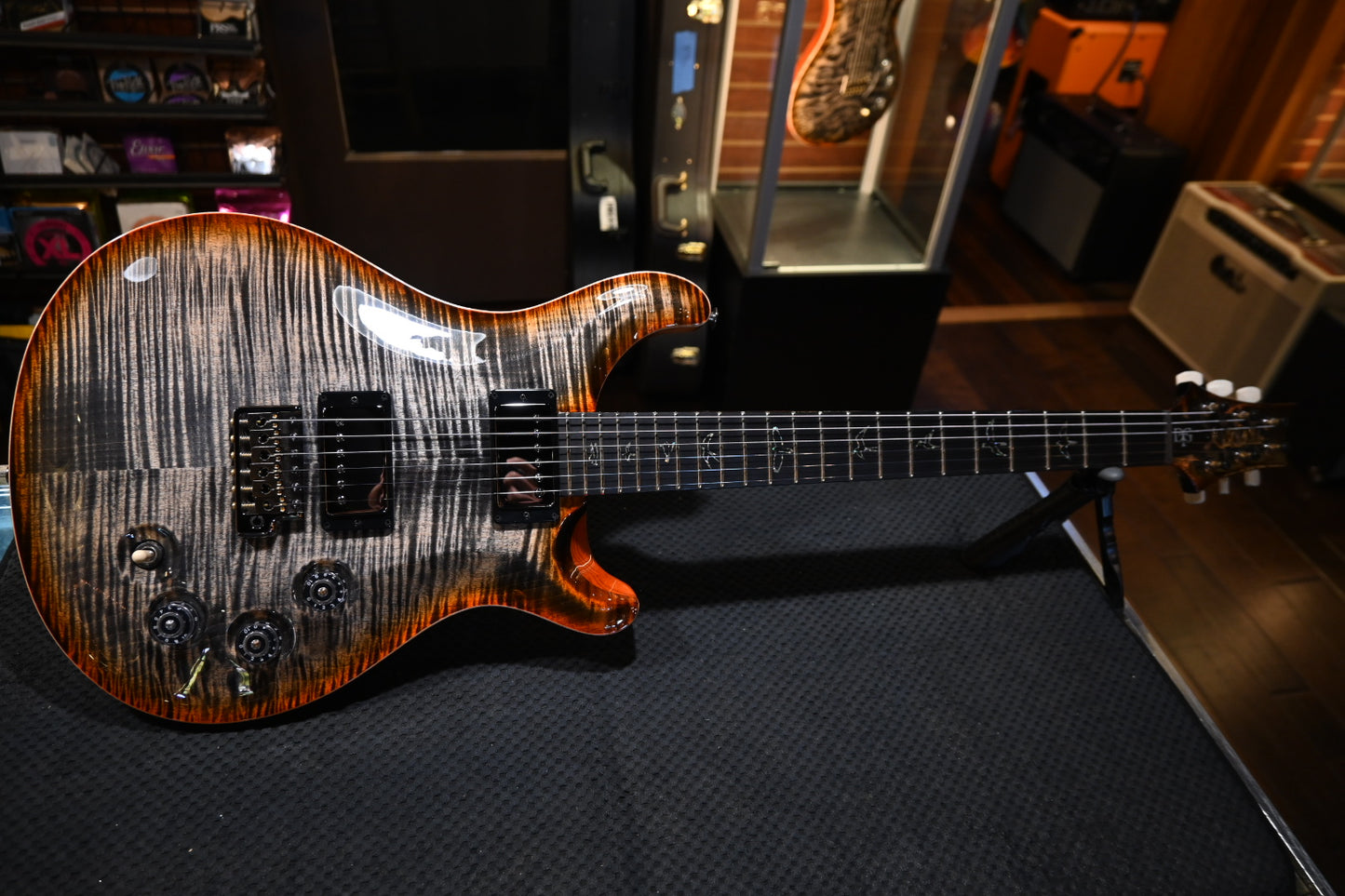 PRS Wood Library DGT 10-Top Ebony - Burnt Maple Leaf Guitar #2553