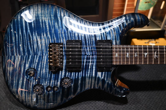 PRS Wood Library Custom 24-08 10-Top DMO Limited - Faded Blue Jean Brown Edge Burst Guitar #3696 - Danville Music