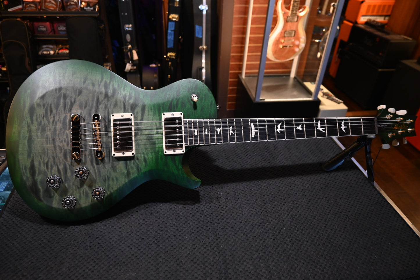 PRS Wood Library S2 McCarty SC 594 Single-Cut Quilt - Faded Gray Black Green Burst Guitar #8897