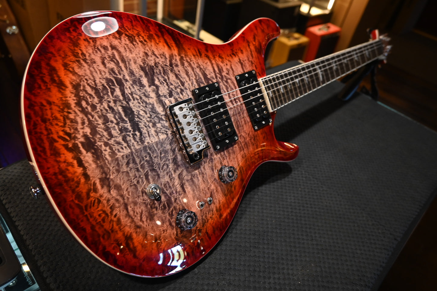 PRS SE Custom 24-08 Quilt - Charcoal Cherry Burst Guitar #3995