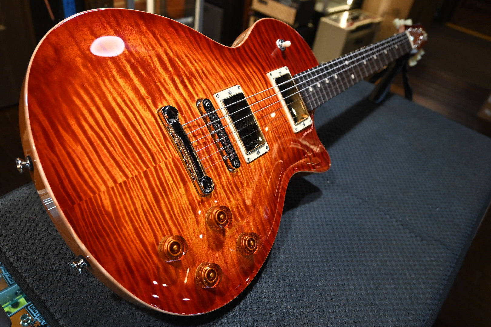 Tom Anderson Bobcat 2024 - Fire Red Burst Guitar #524N - Danville Music
