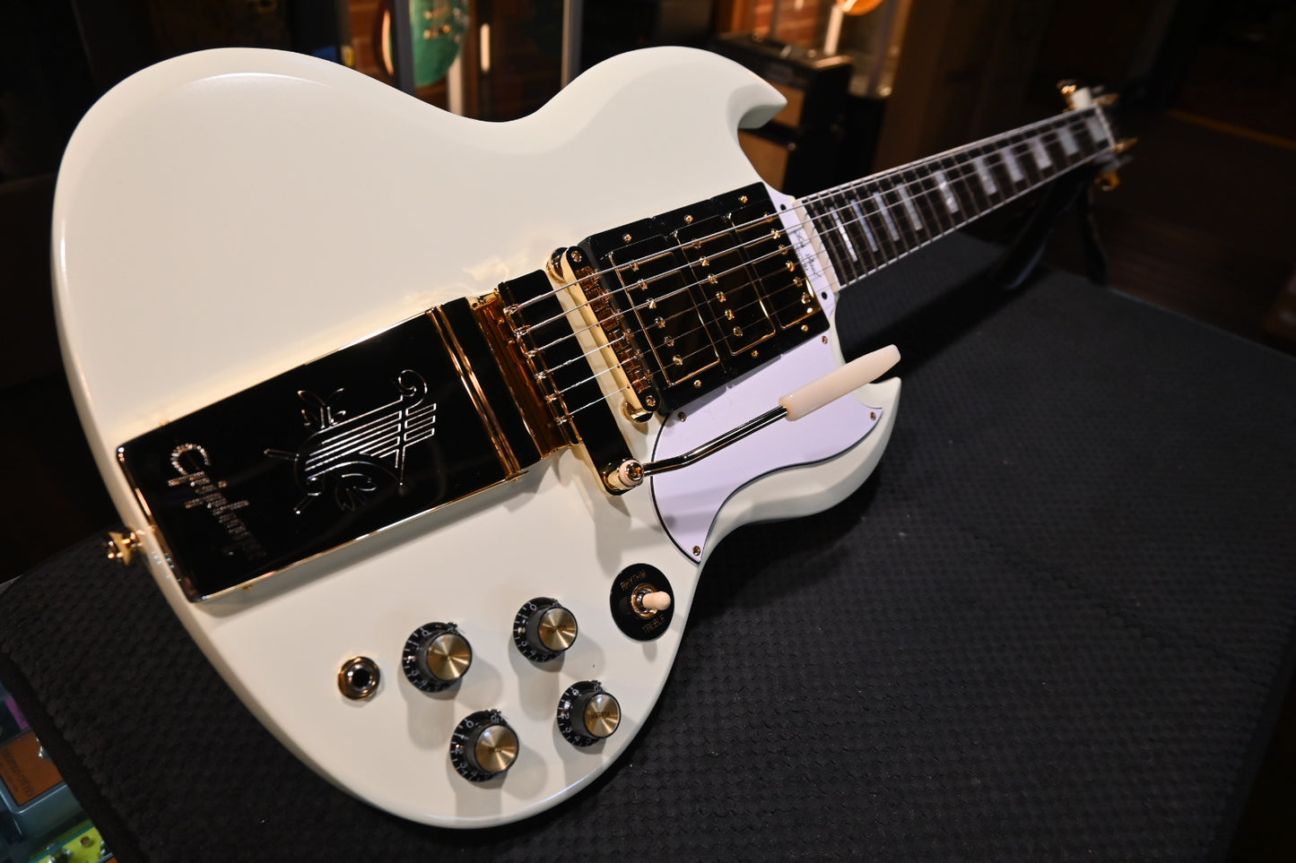 Epiphone 1963 Les Paul SG Custom with Maestro Vibrola - Classic White Guitar #5154 - Danville Music